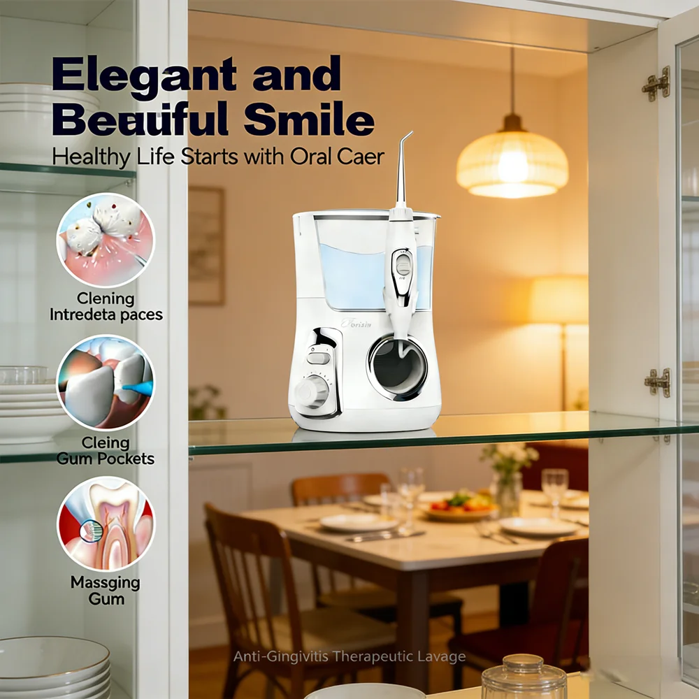 

Настольный электрический ирригатор для зубов, 10 регулируемых режимов и 5 сменных насадок, профессиональный очиститель зубов с водным распылением