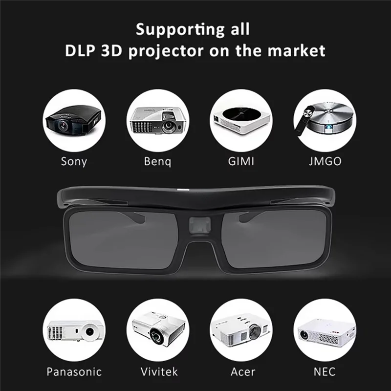 FFYY-DLP Link Active Shutter 3D Glasses USB Rechargeable Eyeglasses Eyeglasses For Home Cinema DLP Projector