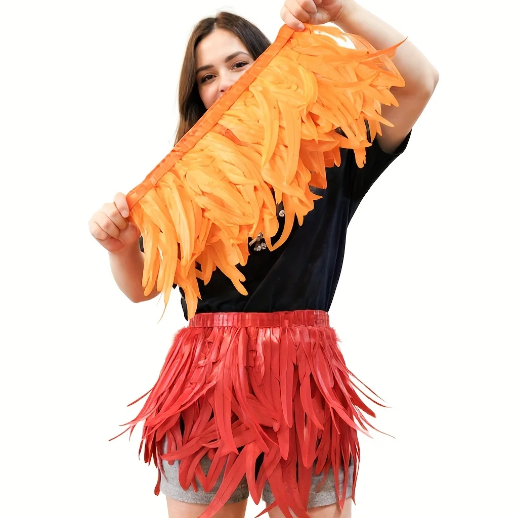 

2M Rooster Feather Trim 28-33cm 11-13inch Width Colorful Feathers for DIY Crafts Dresses Cloaks Wings Party Halloween Costume