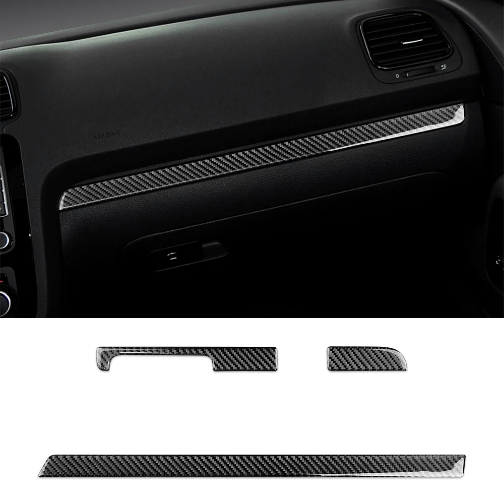 

3PCS Car Center Console Co-pilot Glove Box Dashboard Trim Stickers Trim LHD Carbon Fiber for Volkswagen Scirocco 2009-2014