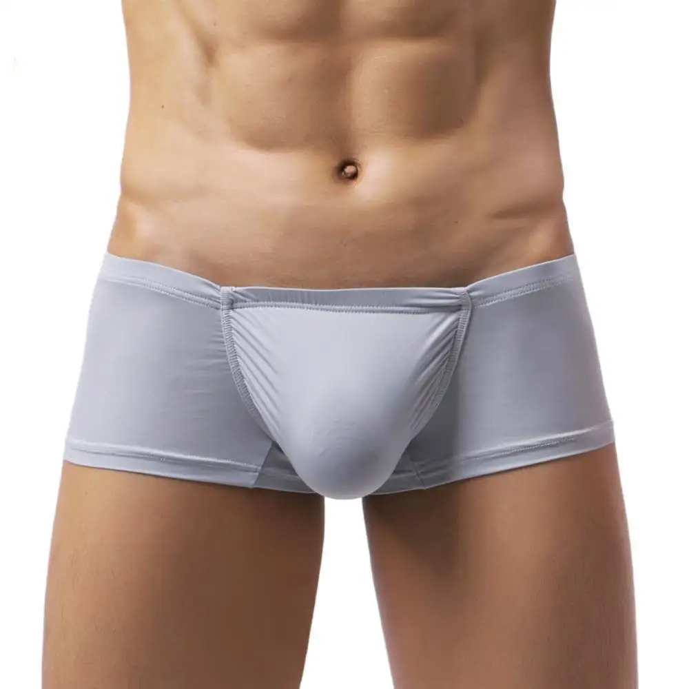 Sexy Underwear Men Ice Silk Boxers Low Waist U Convex Pouch Male Panties Breathable Solid Underpants Shorts Boxers For Man