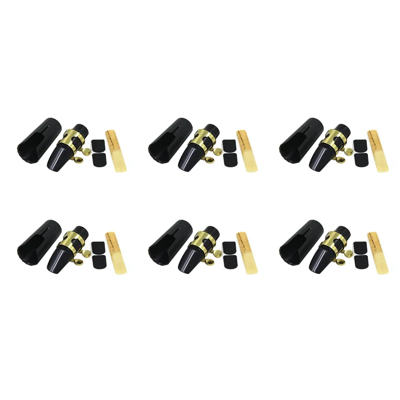ABYB 6X قطعة الفم البلاستيكية سوبرانو ساكس مع غطاء معدني مشبك ريد المعبرة بقع منصات سوداء