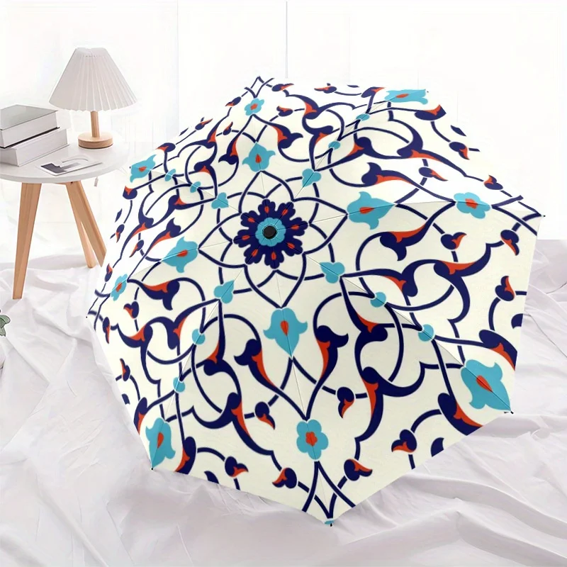 

1 шт. Ретро-зонт в современном стиле с механизмом открытия/закрытия одним нажатием — автоматическое открывание/закрывание, прочная 8-спицевая конструкция, компактный складной дизайн