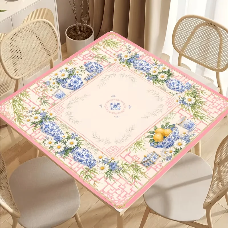 VIKAMA Comfortable Flower Mahjong Table Mat Anti slip Silent Square Game Table Mat Entertainment Home Decoration