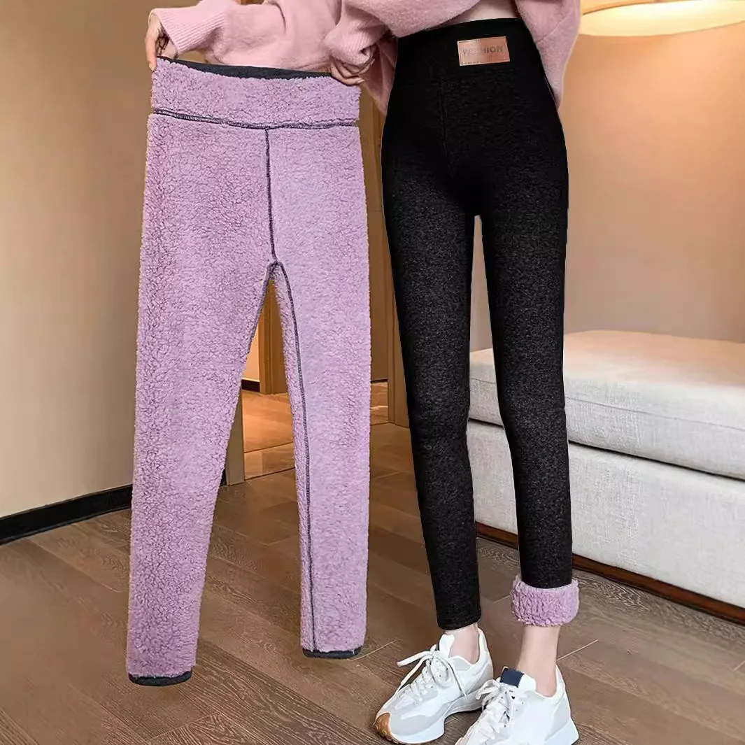 Women's High Waist Fleece Leggings Seamless Thermal Winter Warm Tights Solid Stretchy Casual Streetwear Joggers
