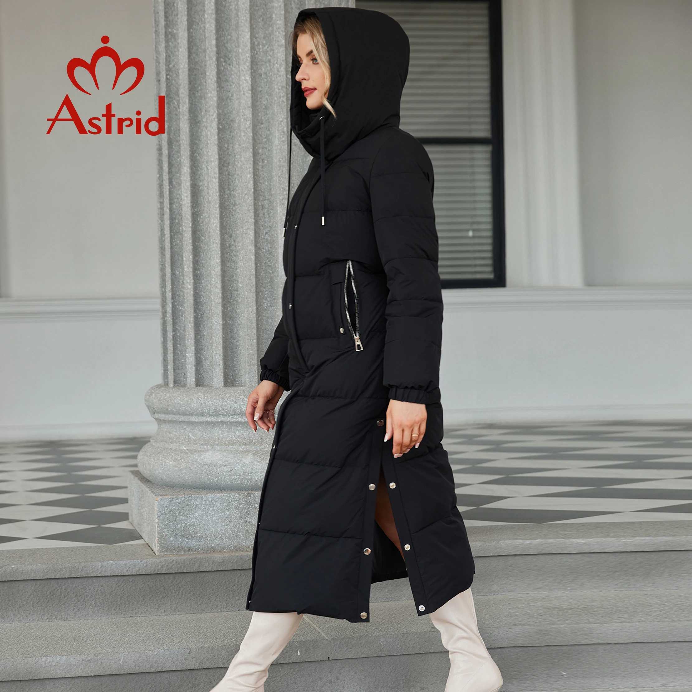 Astrid Winter Women Parka Hooded Thick Warm Cotton Fashion Outerwear Long Down Jacket Quilted Coat Female Clothing girl ZR-30218