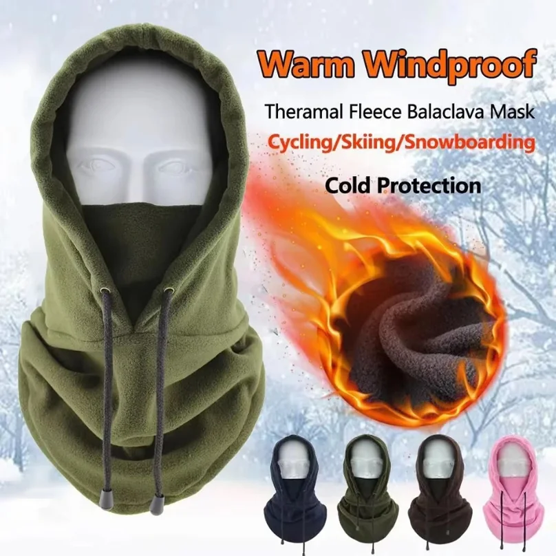 

Warm Winter Cap Windproof Polar Fleece Cycling Balaclava Mask Adjustable Thermal Cold Neck Cover Motocycle Ski Mask