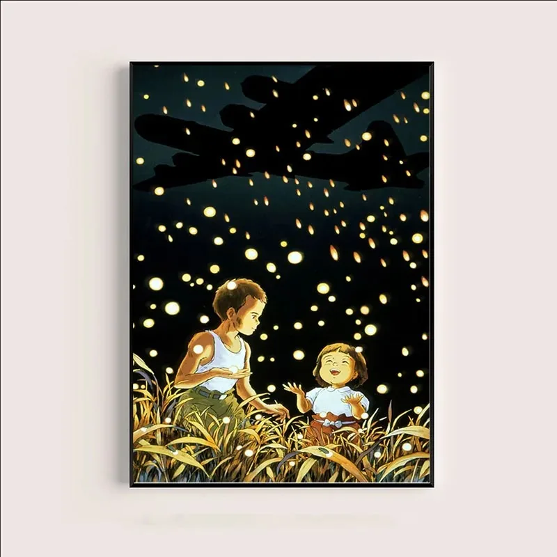 Grave of the Fireflies Poster Modern Miyazaki Hayao Classic Anime Movie Canvas Painting Wall Art Kids Room Home Decor