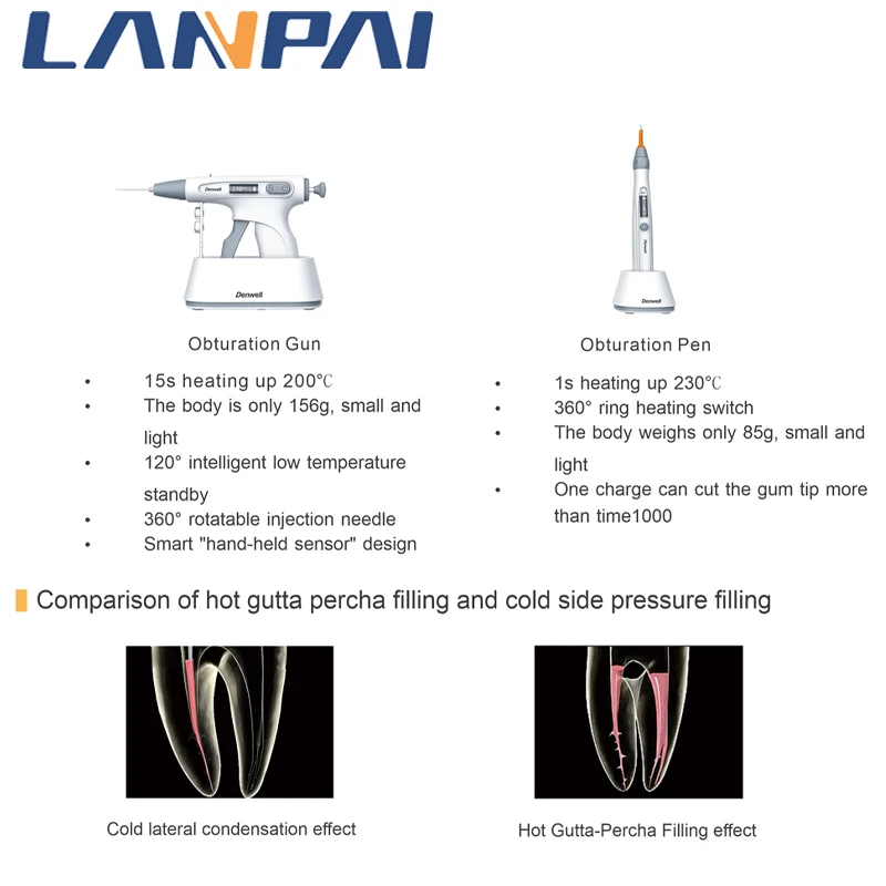 Lanpai Dental Endodontic Gutta-percha Obturation System Hot Melt Filling Gun Sharp Temperature Rise In 15s Applicable All Tooth