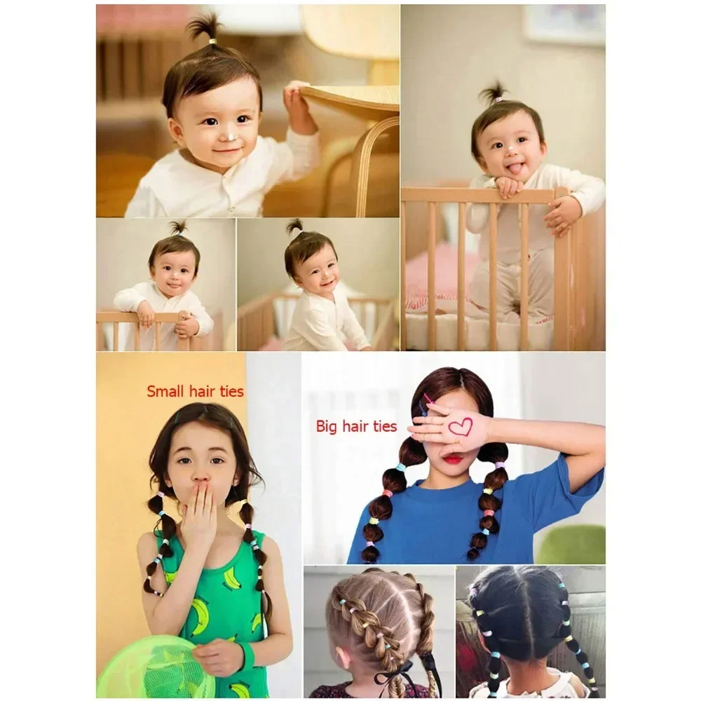 300 Pack Hair Ties Baby Elastics Hair bands Black Colorful Small Rubber Bands Ponytail Pigtails Holders Not Harm to Hair