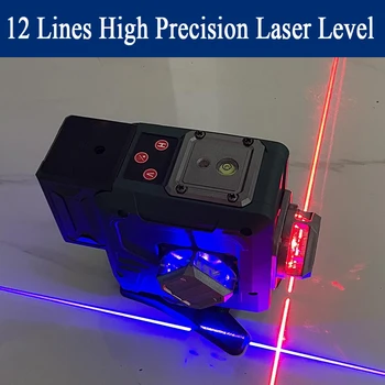 Laser level 3D 4D 8/12/16 line strong purple light digital display 360° horizontal vertical self-leveling system measuring instruments