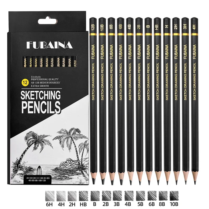 

12pcs/set Art Pencils Stationary Graphite Shading Pencils Professional Drawing Sketching Pencil Set for Beginners & Pro Artist