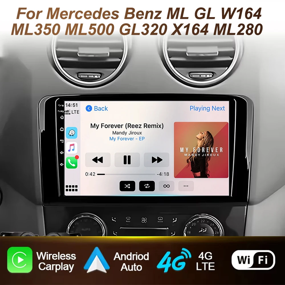 Android Car Radio Carplay For Mercedes Benz ML GL W164 ML350 ML500 GL320 X164 ML280 GL350 GL450 Auto QLED Screen GPS Navigation