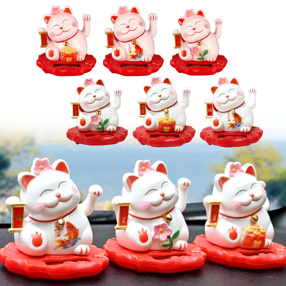 Feng Shui Lucky Cat Automatic Waving Lucky Cat Classic Design Financial Prosperity No Batteries Needed 7.8*7.5*8cm