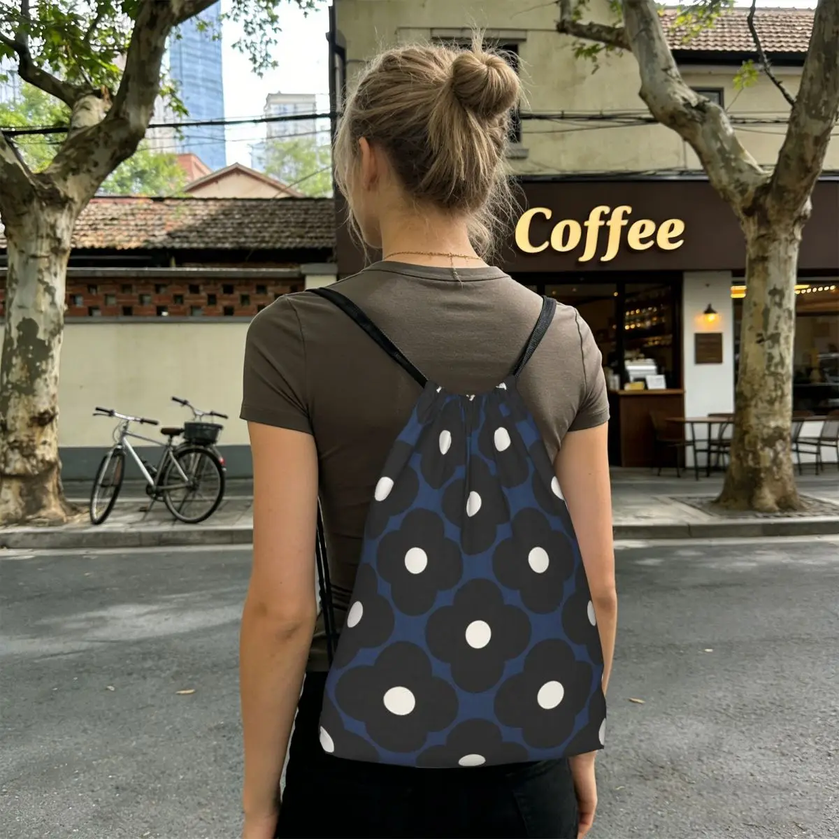 Orla Kiely Flowers Abstract Backpacks Casual Drawstring Bags Sports Bag Book Bags for Man Woman School