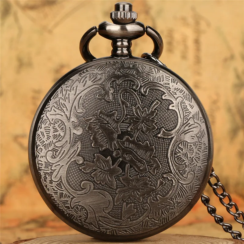 Antique Pendant Pocket Watch Chain Men Women Quartz Movement Clock New York Empire State Building Design Collectable Timepiece