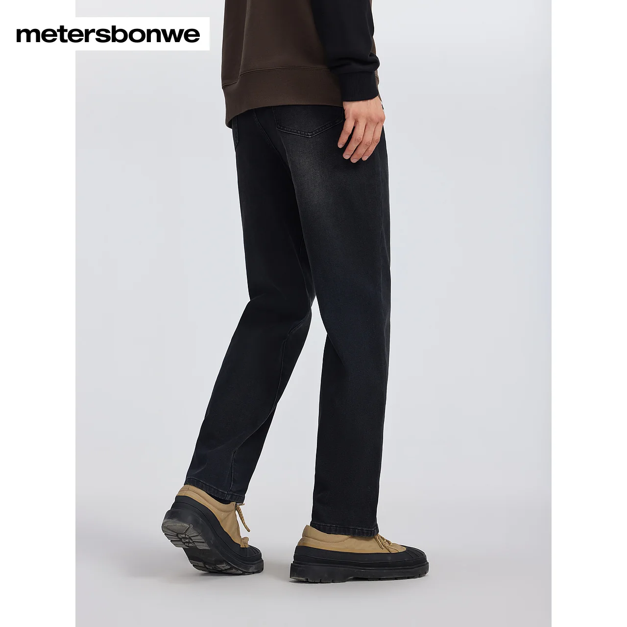 Metersbonwe-Men's Fleece Warm Leg Jesns Fit The Version Of Small Foot Pants Retro Solid Color Stylish Outdoor  Winter