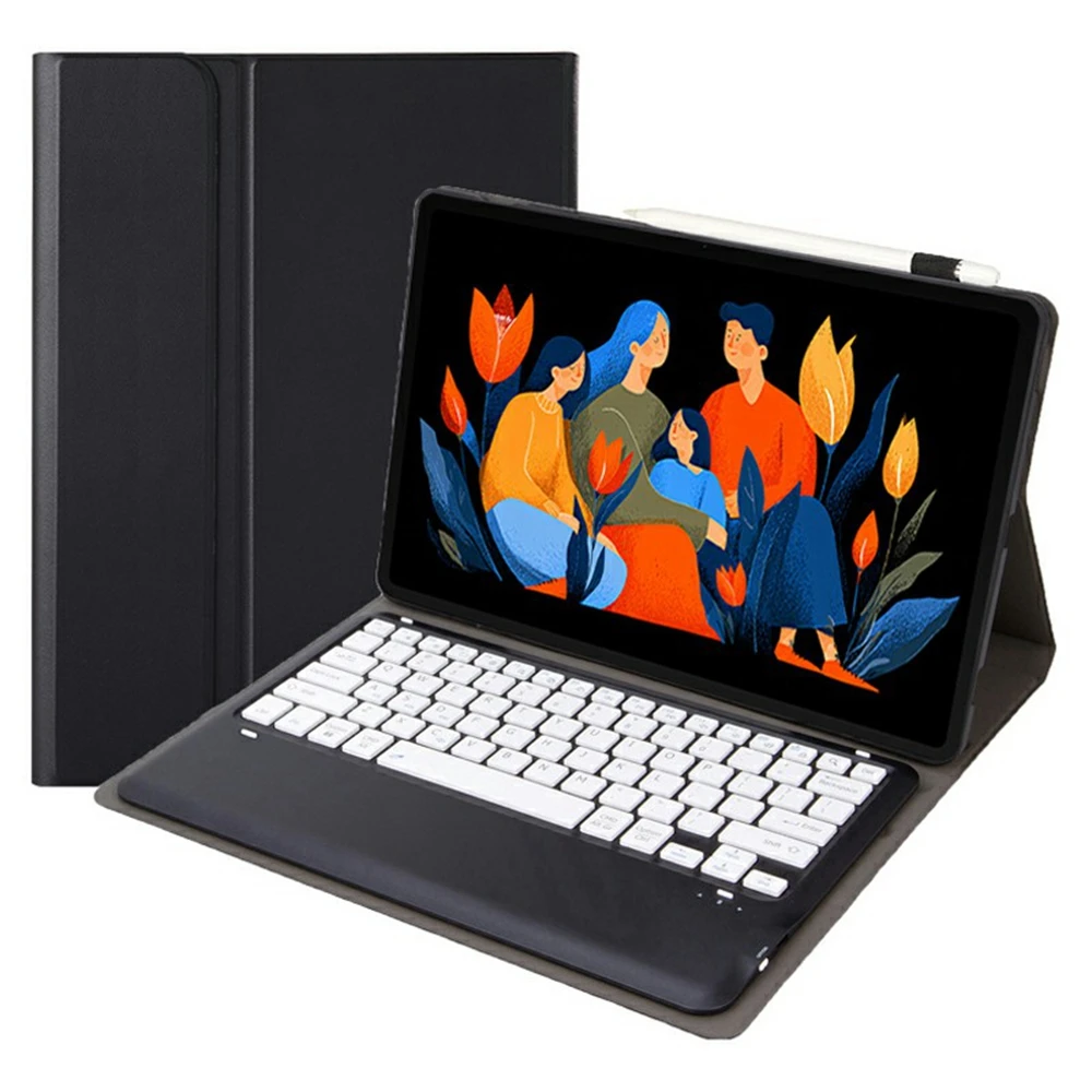 

AM33 для Lenovo Xiaoxin Pad 2025, ультратонкий кожаный чехол, съемный Bluetooth-совместимый чехол для клавиатуры - черный + белый