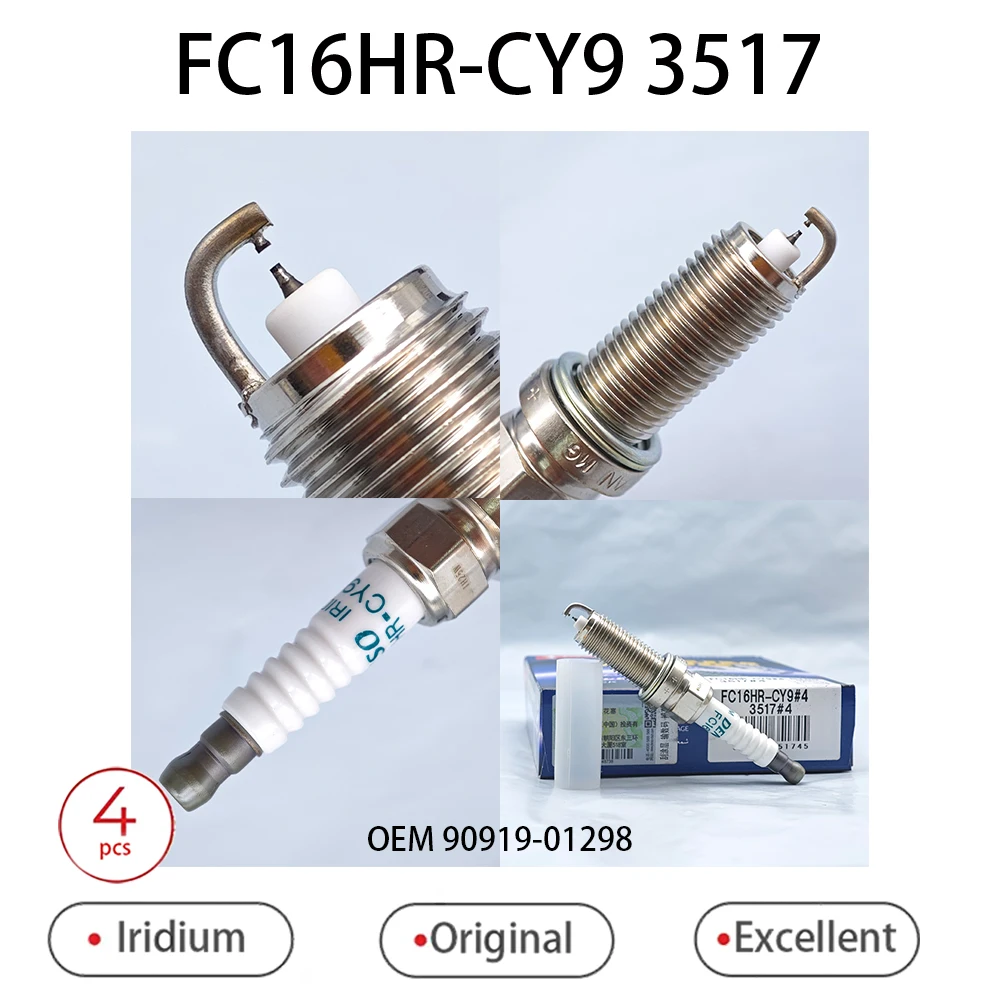 4pcs Double Needle Iridium Platinum Spark Plug FC16HR-CY9 3517 Suitable For Corolla Levin dual engine hybrid 1.8