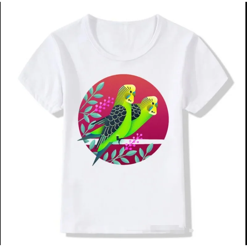 

Wholesale Cute Budgie Parrot Kids T-Shirts Fashion 2023 Funny Girls Tshirts Summer Short Sleeve Baby Shirt Tops