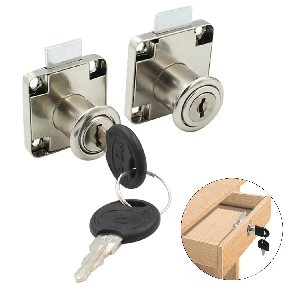 Zinc Alloy Drawer Lock Anti Theft Cabinet Locker Lock with 2 Keys Home Office Security Desk Drawer Lock Furniture Hardware