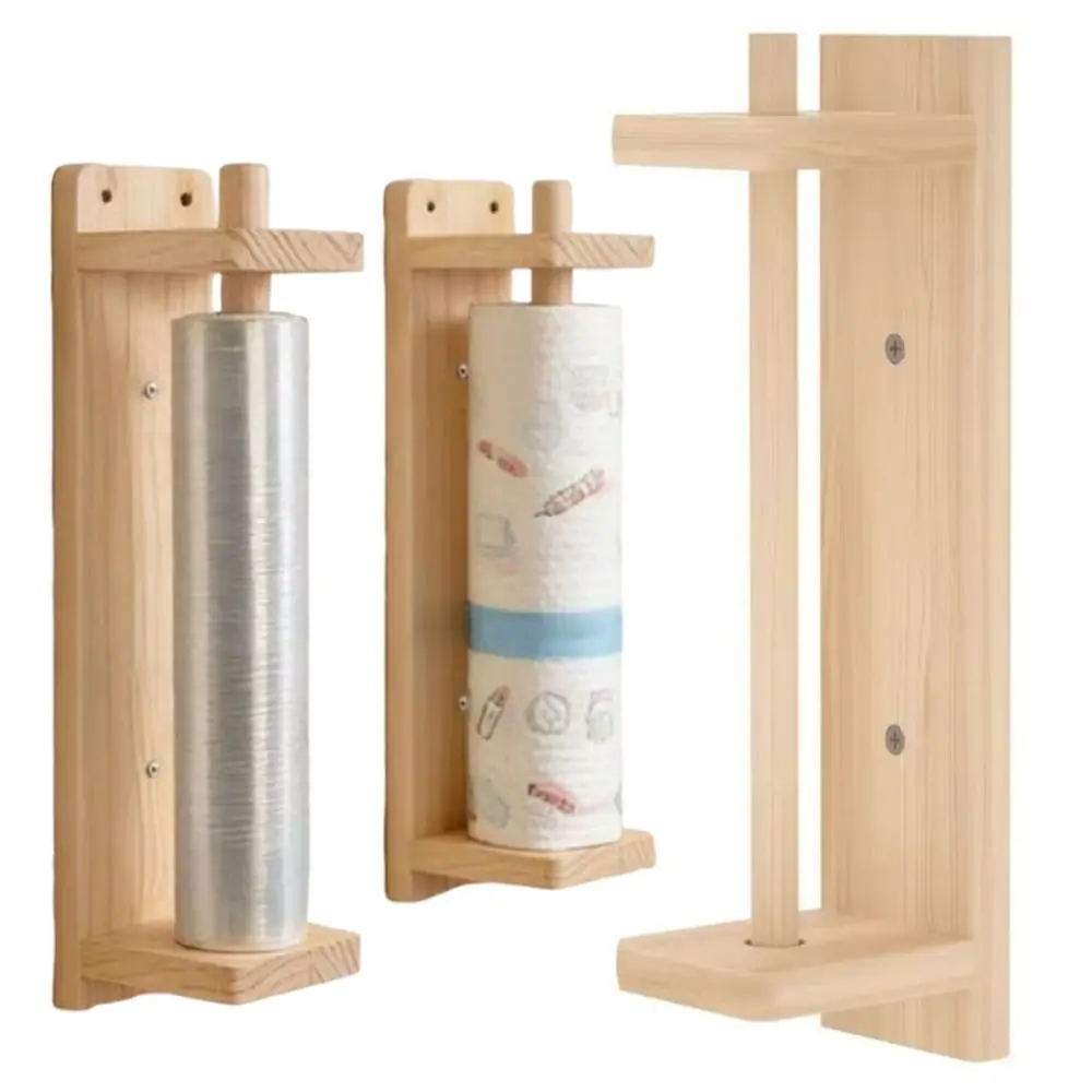 

Wood Paper Towel Holder Wall Mounted Creative Roll Paper Hanger Multifunction Space Saving Tissue Storage Holder Kitchen