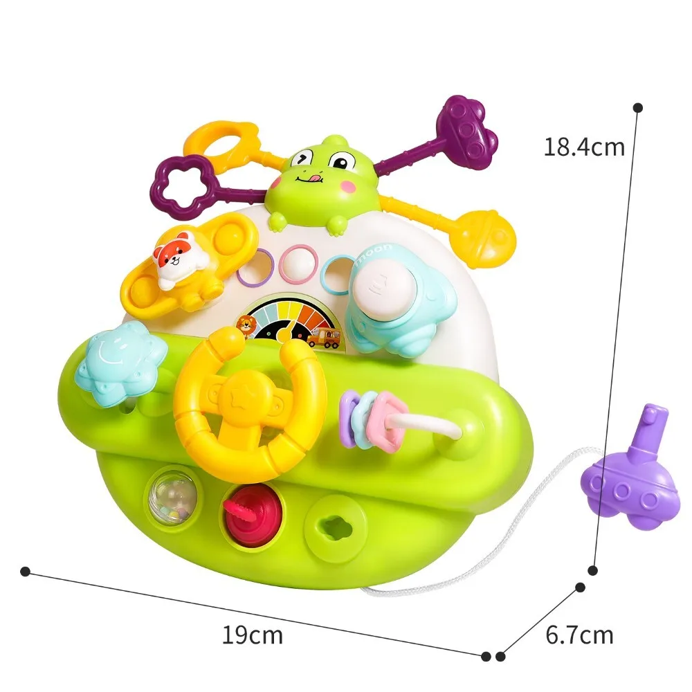Teething Pull and Play multifuncional, lindo tablero ocupado, sonajero de agarre manual para el desarrollo sensorial del bebé, actividad de juguete calmante