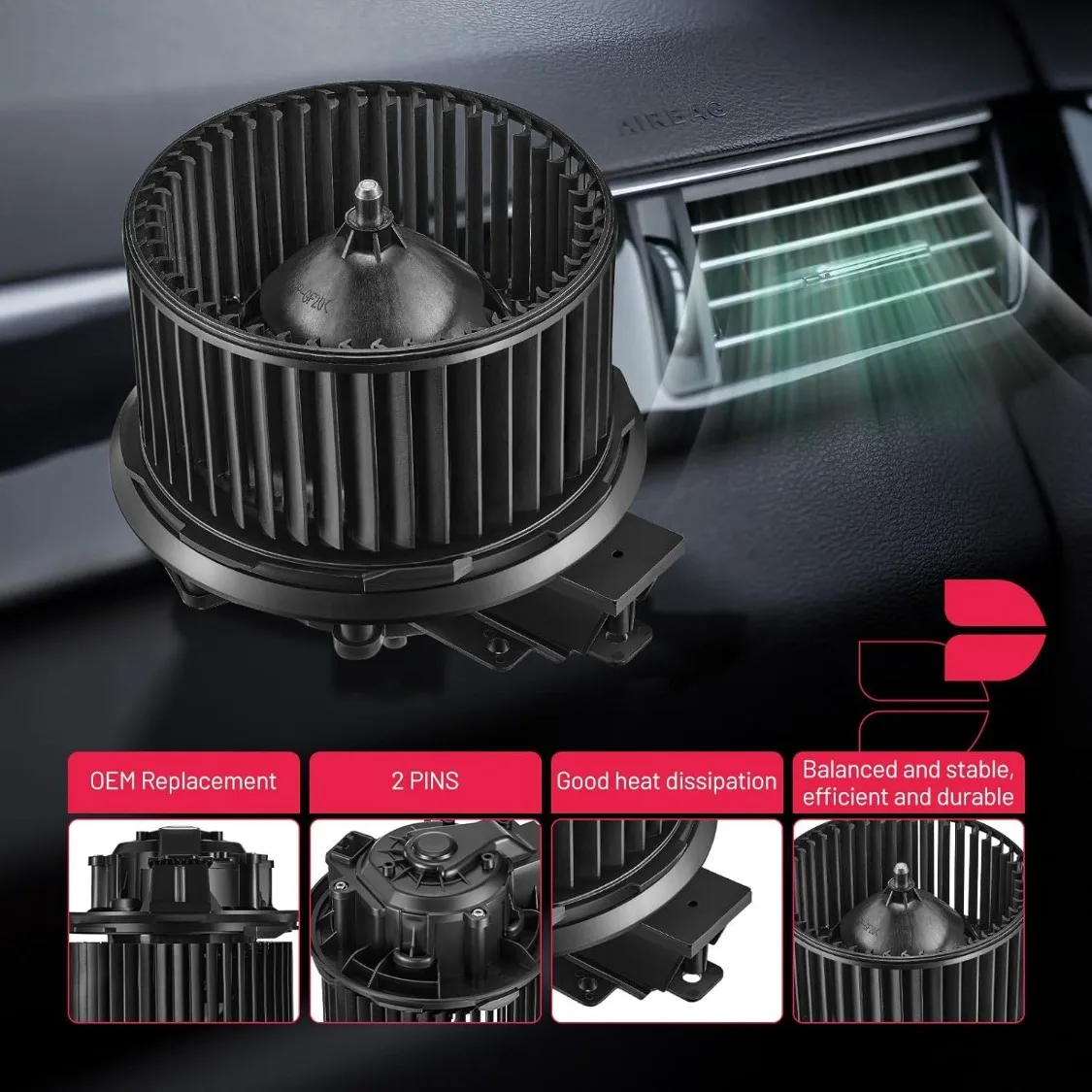 محرك منفاخ سخان التيار المتردد 700274 لينكولن MKS 2012-2016/MKT 2012-2019 وفورد اكسبلورر 2012-2019/فليكس 2013-2019/الوروس 2012-2019 #3