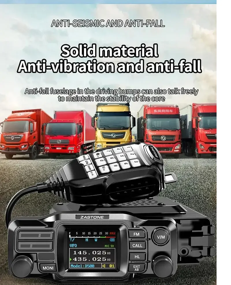 

ZASTONE D500 Car Walkie Talkie 25W Mini Mobile Radio Dual Band Car Radio Detachable Panel Transceiver Amateur Car Walkie-talkie