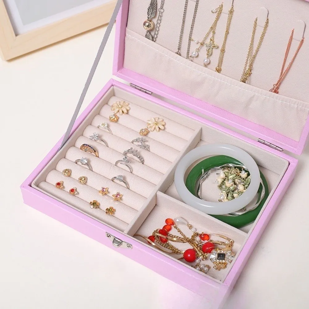 

PU Leather Jewelry Storage Box Portable Space-saving Jewelry Storage Case Multi-Functional Bracelet Necklace Tray