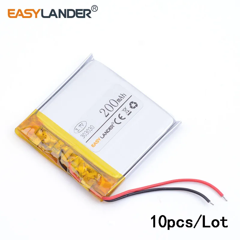10ชิ้น/ล็อต 303030   200mAh 3.7V แบตเตอรี่ลิเธียม Li-Ion Li Polymer สําหรับ MP3 ชุดหูฟังบลูทูธ 3D แว่นตาสมาร์ทนาฬิกา