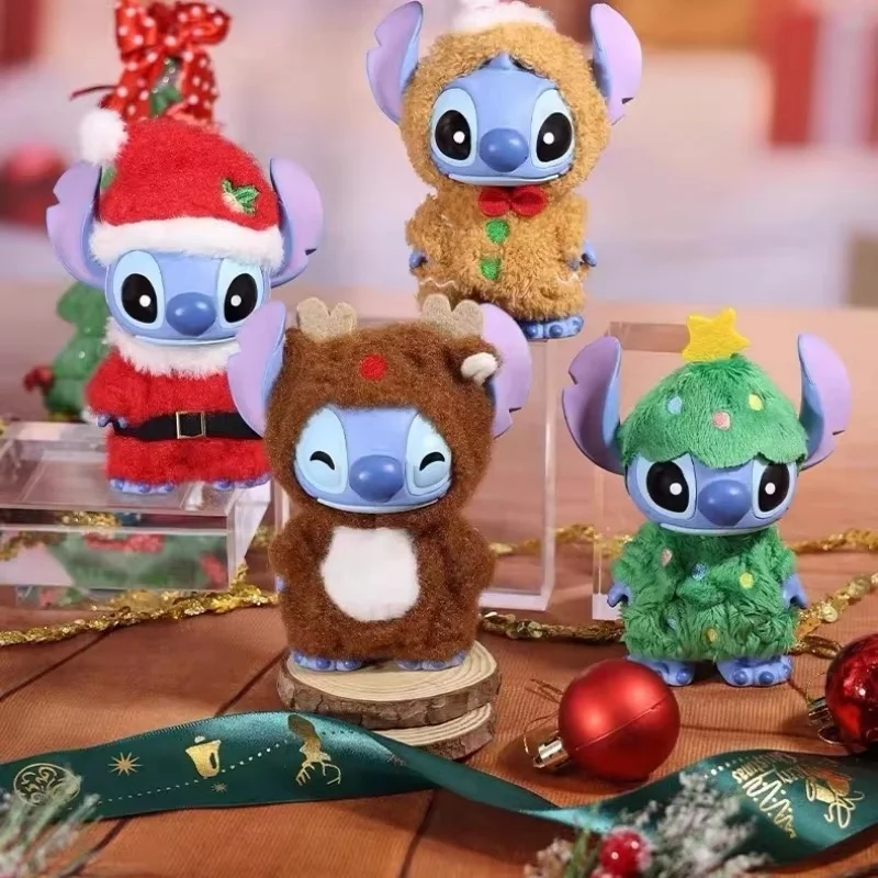 กล่องสุ่มของแท้ ดิสนีย์ สติทช์ ชุดคริสต์มาสสุดน่ารัก ซีรีส์กล่องปริศนา สติทช์น่ารัก ของตกแต่งโต๊ะทำงาน ของเล่น ของขวัญเซอร์ไพรส์