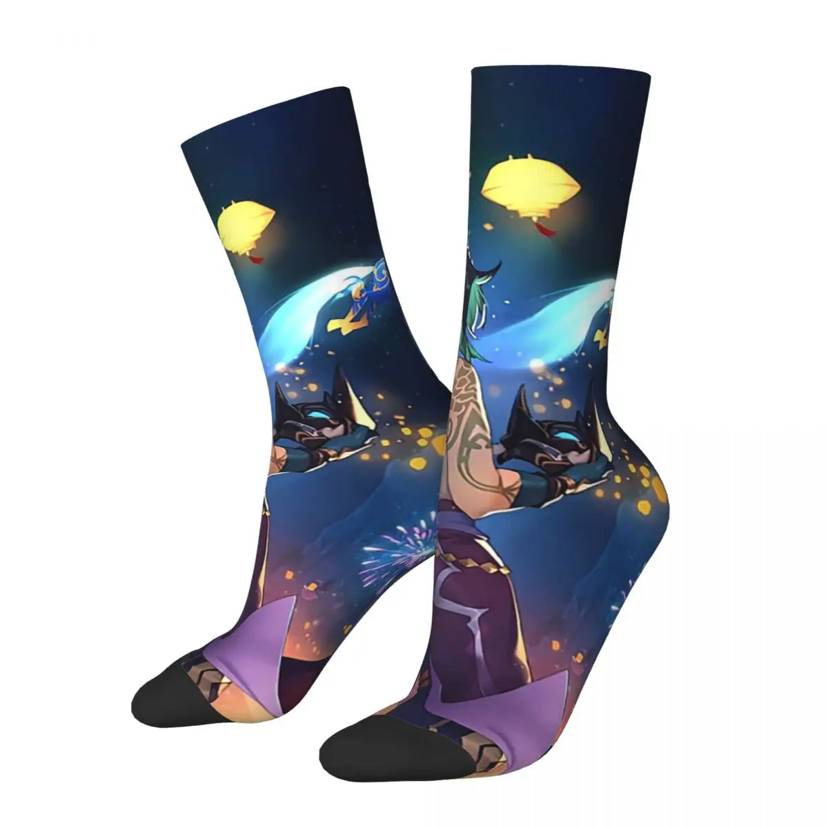 Genshin Impact Stockings A Sea of Lights Design Novelty Socks Autumn Anti Sweat Socks Unisex Running Quality Socks