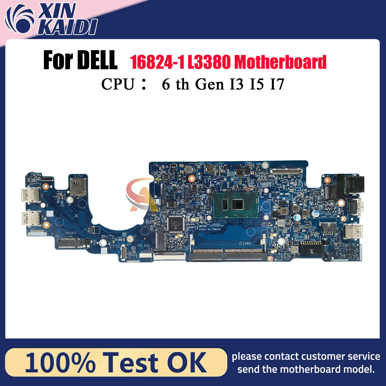 

For Dell Latitude 13 3380 L3380 Laptop Motherboard 16824-1 CN-066FRK 063JCX 04KCV2 DDR4 100% Test OK