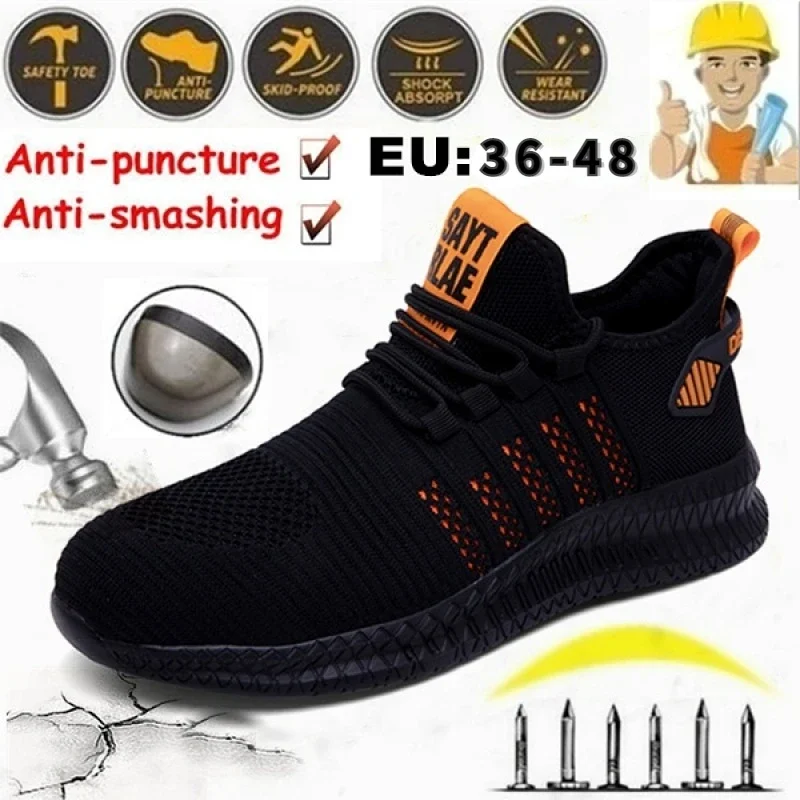 Outdoor Men\'s Work Steel Toe Safety Shoes Comfortable Breathable Safety Boots Men\'s Sports Shoes Hiking Shoes