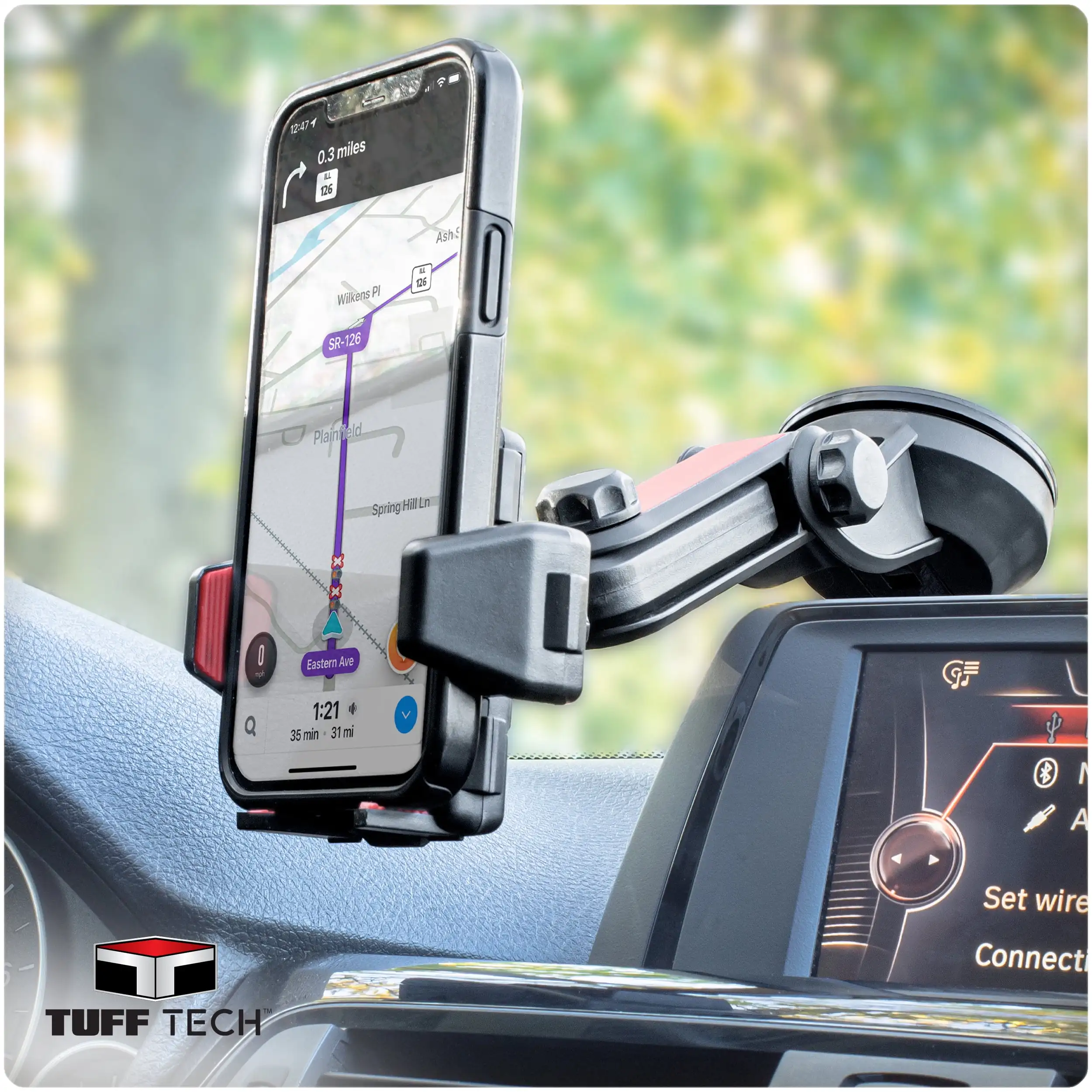 Windshield & Dash Mount Cradle Phone Holder with Extension Arm
