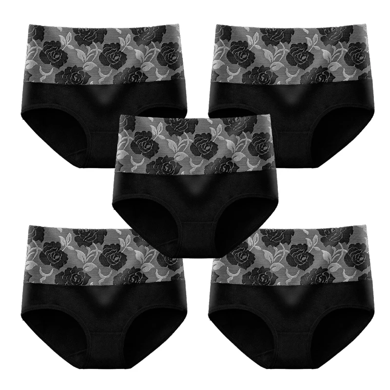 

5Pcs/Lot Women's Underwear Plus Size Cotton Panties High Waist Briefs Sexy Lingerie Female Pantys M-5XL Seamless Underpant Girls