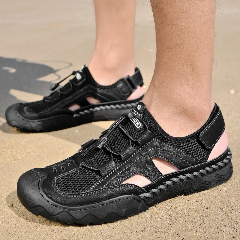 New Mens Sandals Summer Breathable Mesh Sandals Men Outdoor Casual Lightweight Beach Sandals Fashion Men Shoes Large Size 38-46