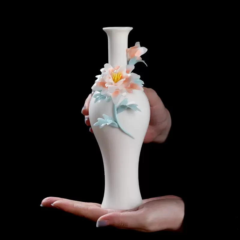 

HT New chinoiserie ceramic vase living room desktop tv cabinet bogu rack ornaments modern casual flower insert soft decoration