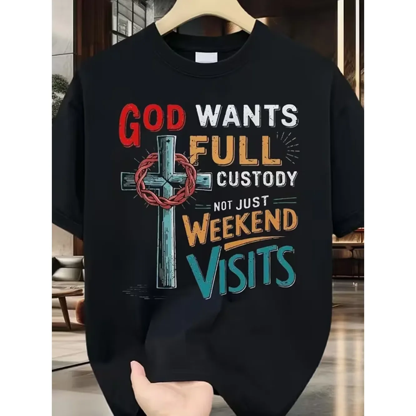 Mens Christian Faith T Shirt God Full Weekend Religious Graphic Tee Oversized Casual Shirt For Church Everyday Special Occasions Church Attire Trendy Size