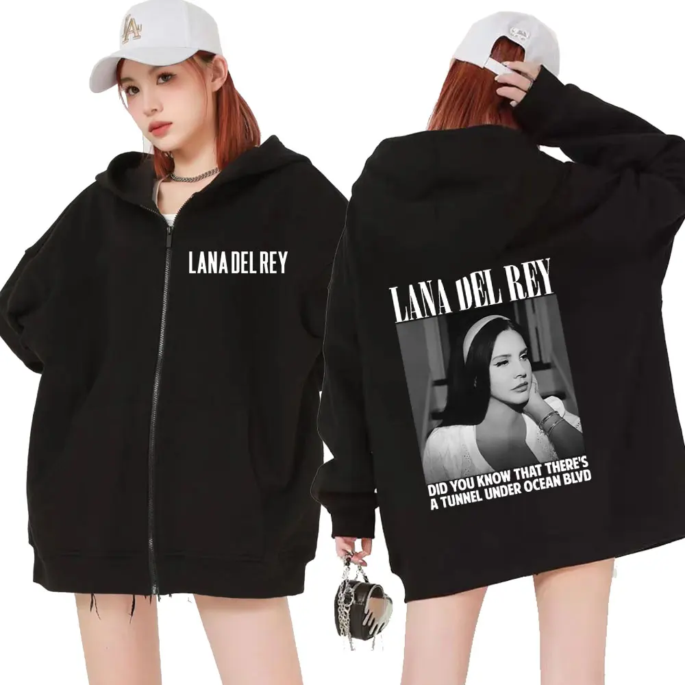 

Singer Lana Del Rey Graphic Zip Up Pullovers 90s Vintage Jacket Zipper Hoodies Men Women's Hip Hop Fashion Sweatshirt Streetwear