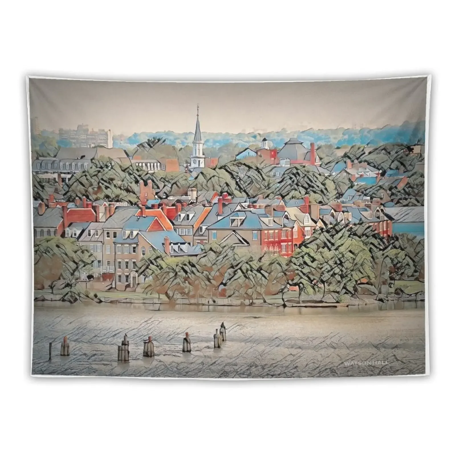 

Old Town Alexandria - Across the Water Tapestry Wall Hanging Home Decor Aesthetic Tapestry