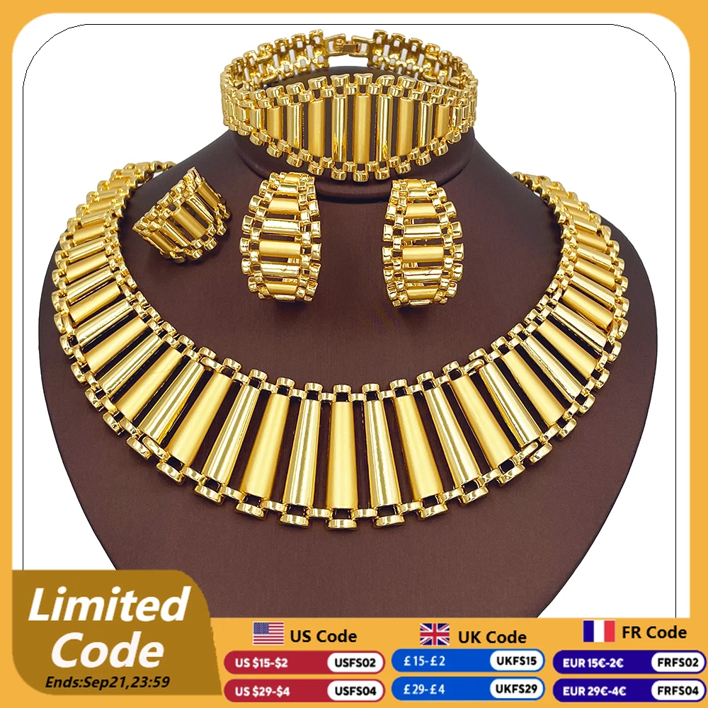 

Luxury Wedding Jewelry Set Exaggerate Big Necklace Bracelet Earring Ring Set For Women Fashion Party Jewellery Gifts