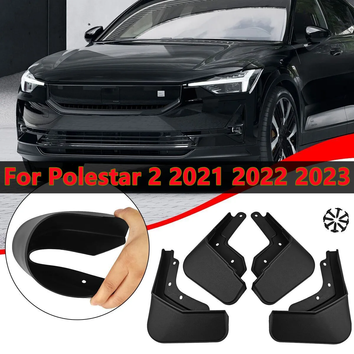 

4Pcs Car Front Rear Splash Fender Mud Flaps Guards For Polestar 2 2021 2022 2023