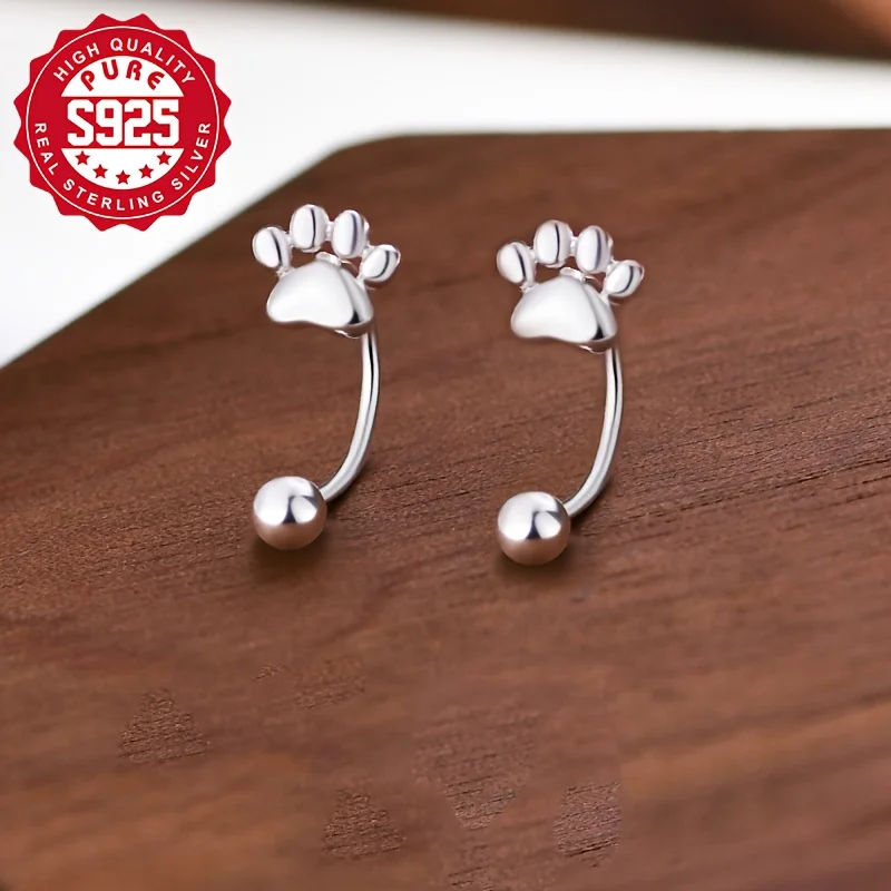 A pair of cat claw ear hooks, made of S925 silver, fashionable hanging earrings for women, suitable for daily wear
