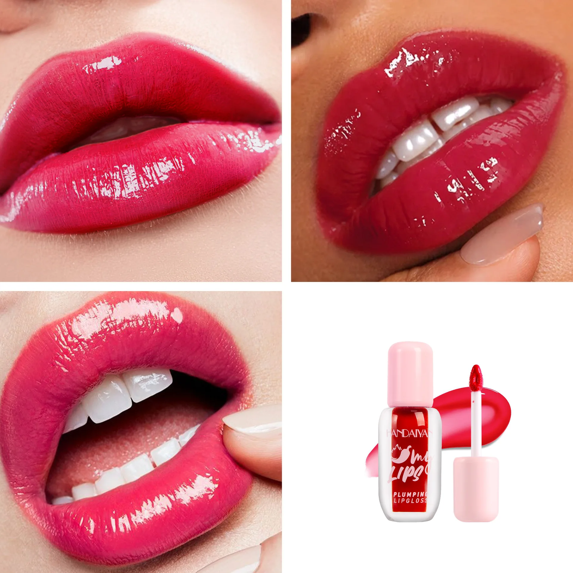 HANDAIYAN Sexy Chili Peppers Mirror Lip Glaze Shining Pearls Lip Gloss Long Lasting Moisturizing Lip Dyeing Liquid Makeup