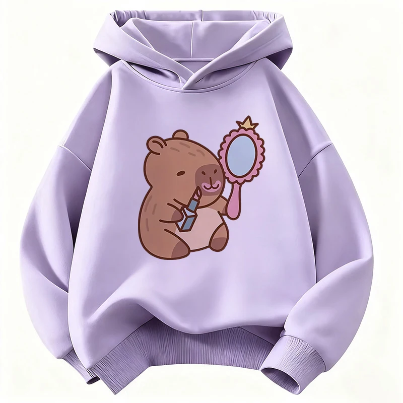 Hip-Hop Streetwear Capybara Kinder-Hoodie Sweatshirt Niedlicher Harajuku Kapuzenpullover für Jungen Mädchen Herbst Winter Lässige Hoodies