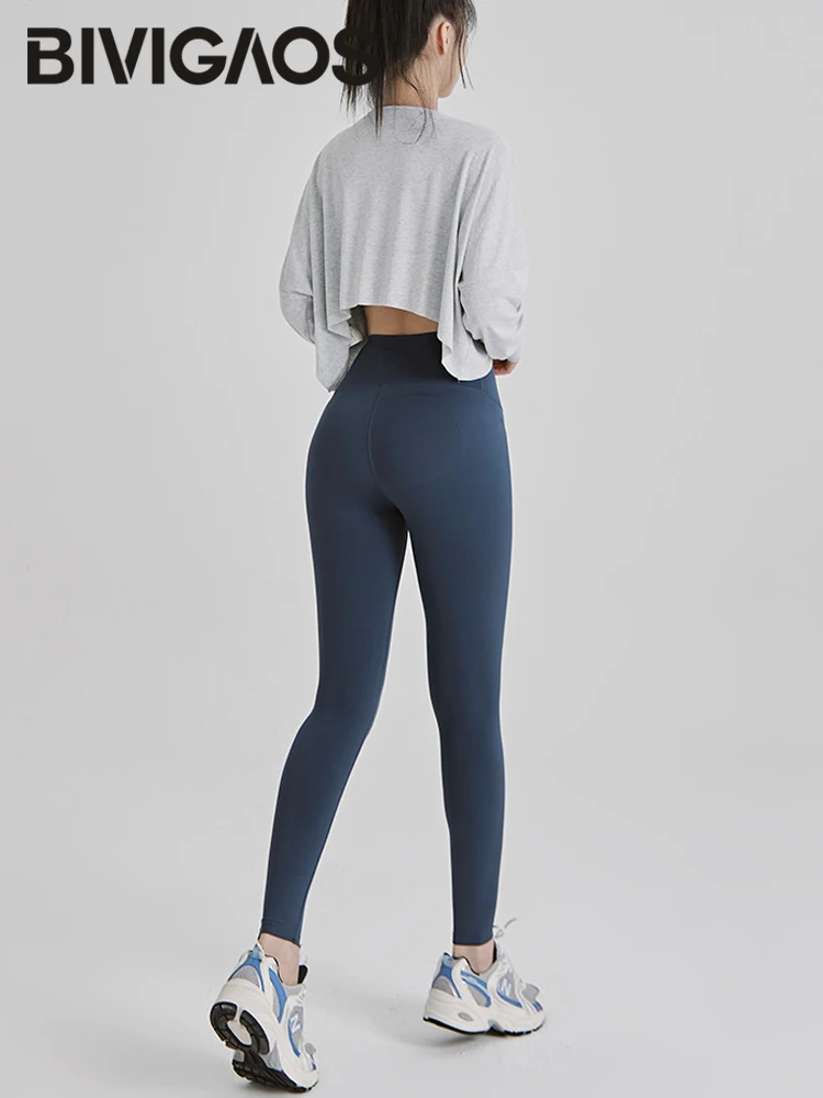 Bivigaos Push-up Haifisch haut Leggings Frauen eng anliegende hohe Taille Butt Lifter dünne Sport Yoga Fitness Leggings Frühling Sommer