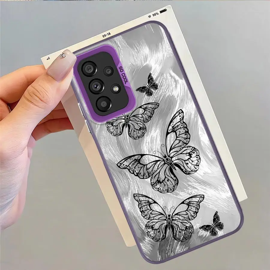 Case for Samsung Galaxy S20 Plus S21 S25 Note 20 Ultra S23 S23 S24 FE S22 Back Phone Cover INS Retro Butterfly