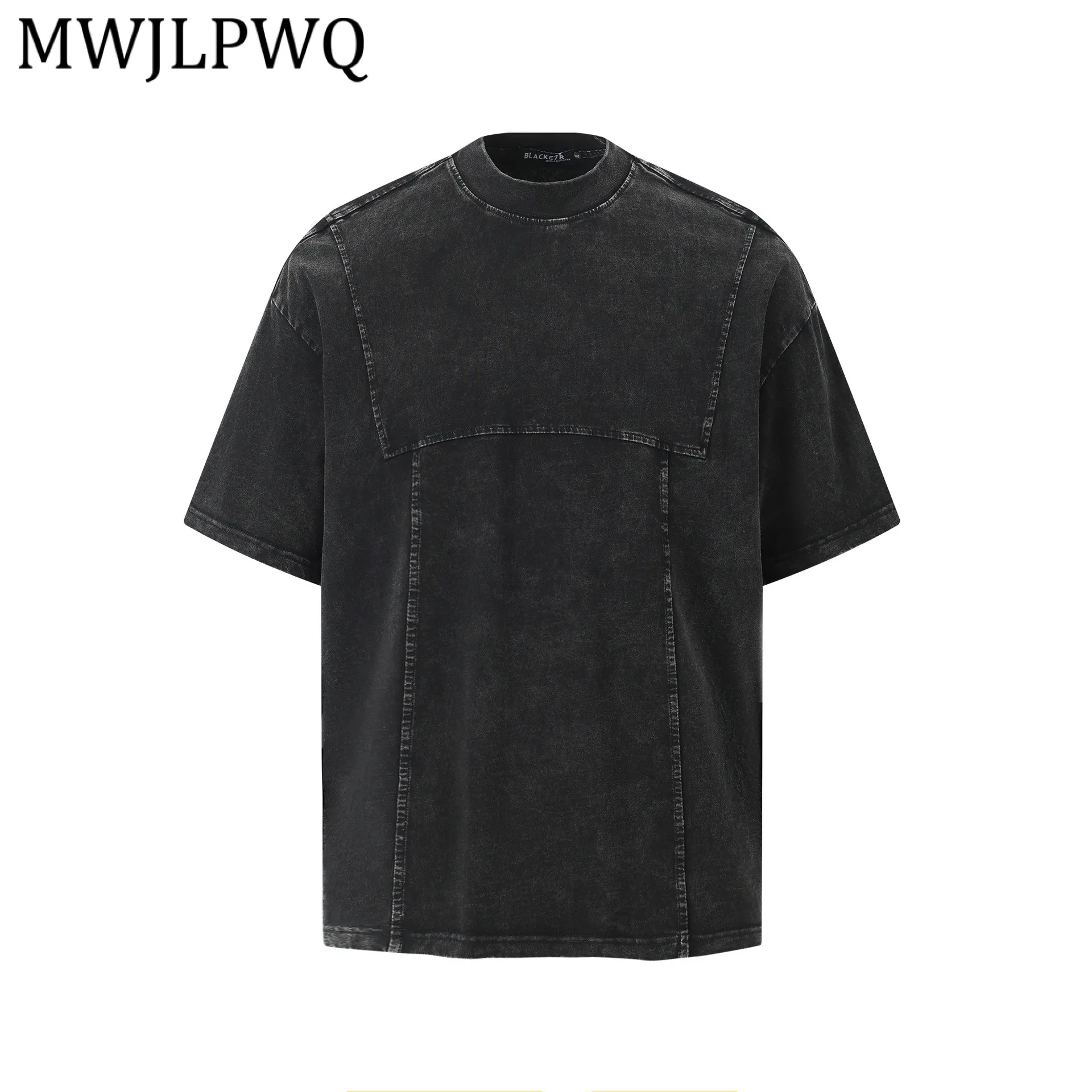 

MWJLPWQ American Split Loose Short Sleeve T-Shirt For Men Fashion High Street Personality Casual Tops 2026 Summer New 13362